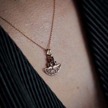 Collier "Féminessence" Quartz Fumé Or rose 750 - 18 carats