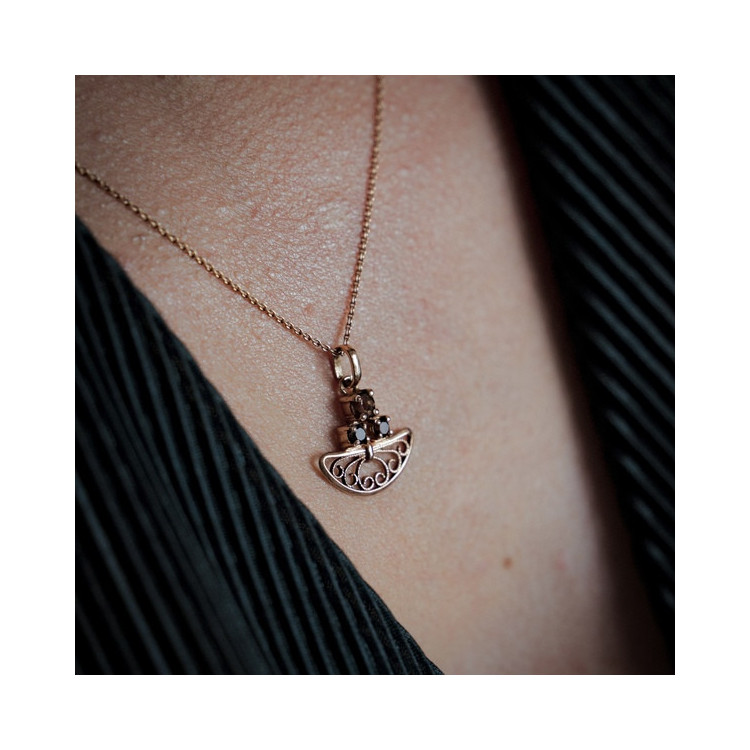 Collier "Féminessence" Quartz Fumé Or rose 750 - 18 carats
