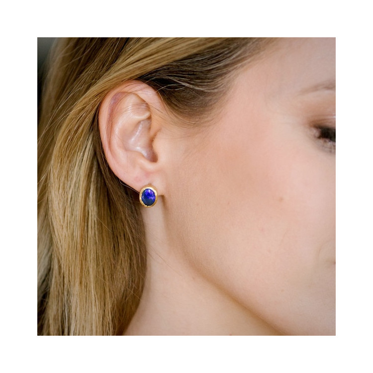 Boucles d'oreilles Opale Or Jaune 750 - 18 carats Pièce Unique