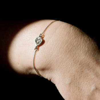 Bracelet Cœur Diamants Or Blanc 750 - 18 carats