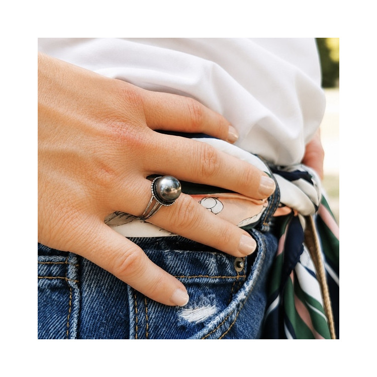 Bague Perle de Tahiti Or Blanc 750 - 18 carats