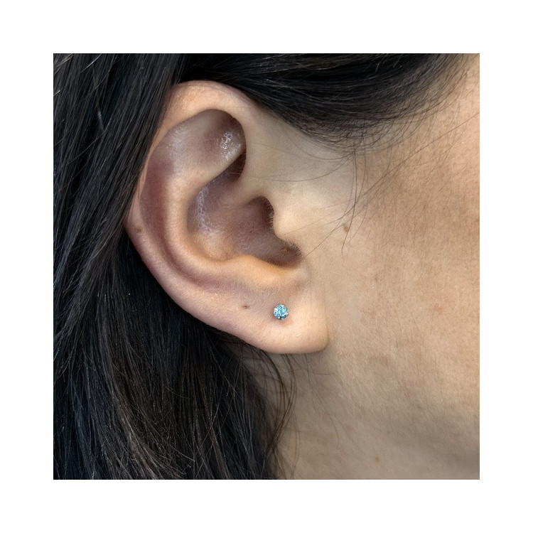 Boucles d'Oreilles Puces Topaze Or Blanc 750 - 18 carats
