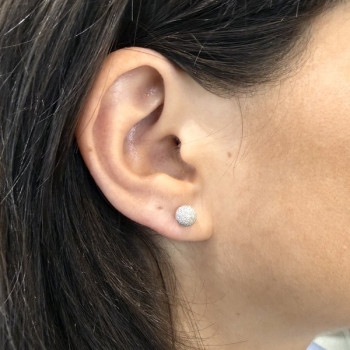Boucles d'Oreilles Boules Effet Diamanté Or blanc 750 - 18 carats