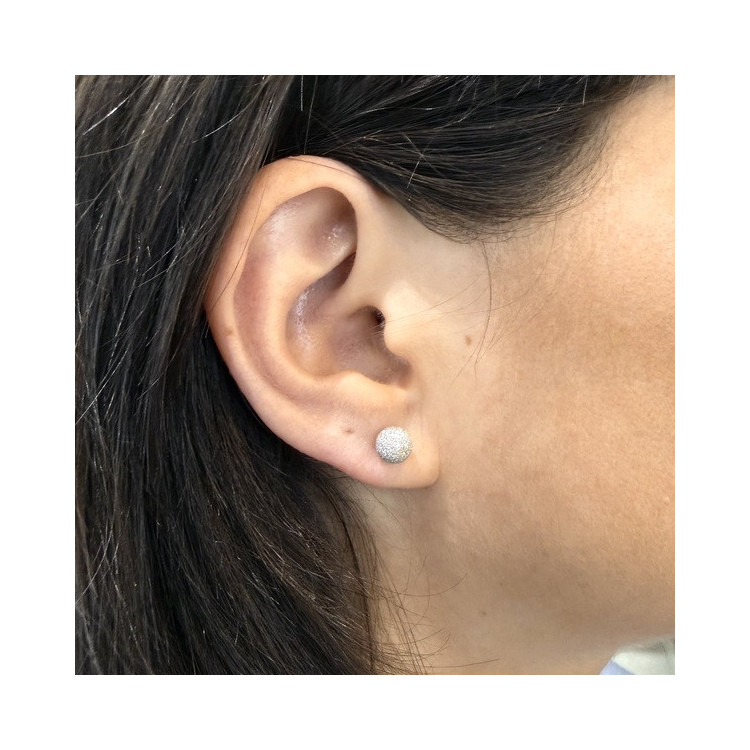Boucles d'Oreilles Boules Effet Diamanté Or blanc 750 - 18 carats