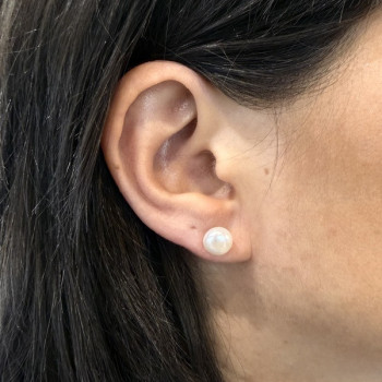 Boucles d'Oreilles Puces Perles Or Jaune 750 - 18 carats