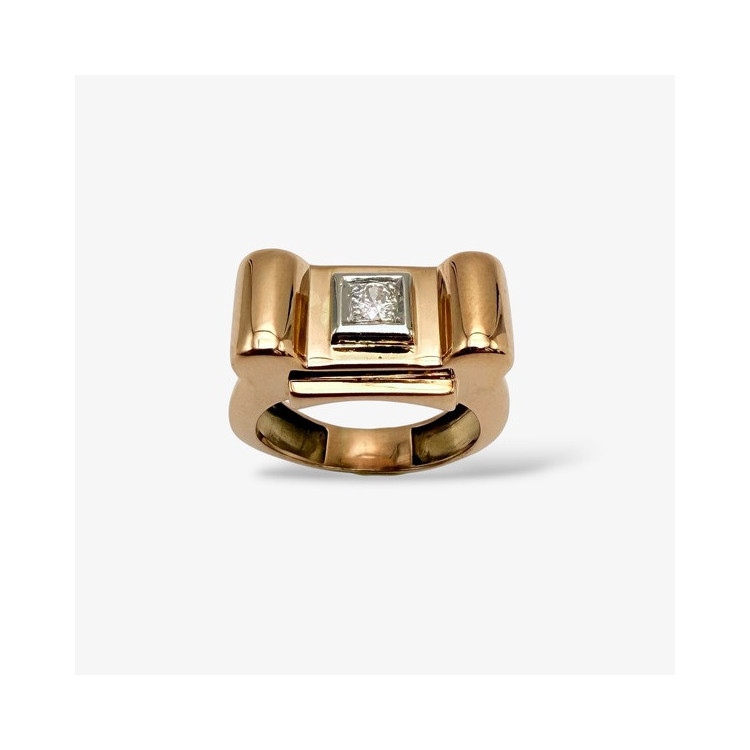 Bague Tank Diamant Or jaune 750 - 18 carats (Bijou Occasion)