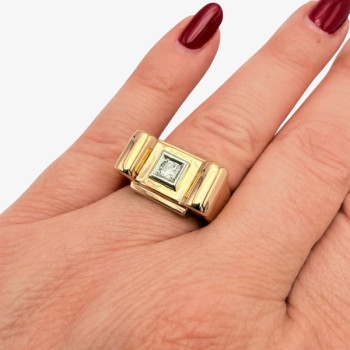 Bague Tank Diamant Or jaune 750 - 18 carats (Bijou Occasion)