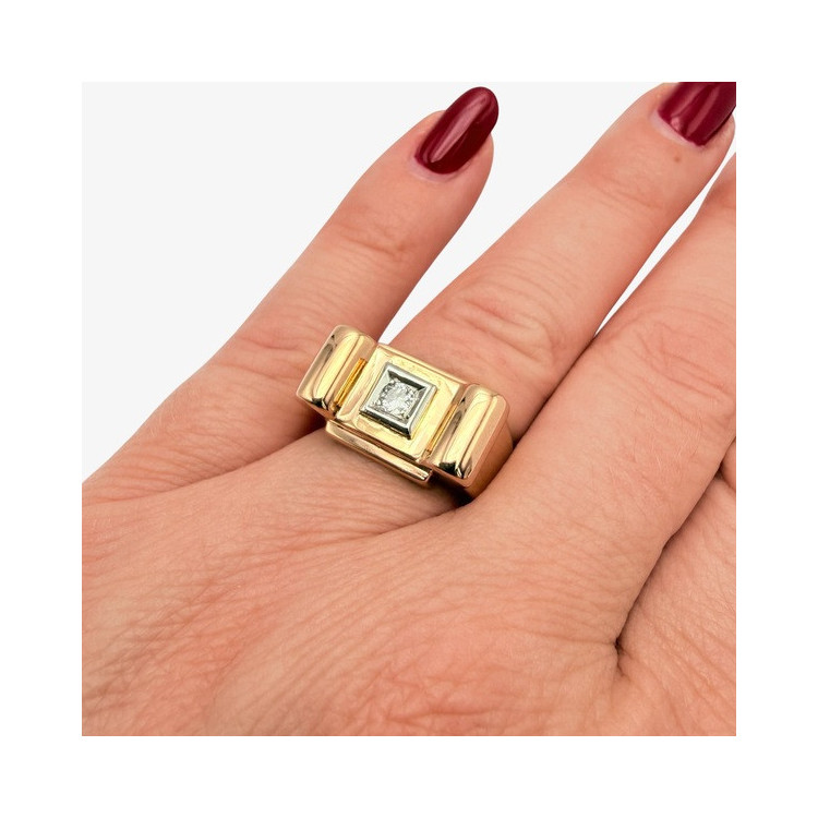 Bague Tank Diamant Or jaune 750 - 18 carats (Bijou Occasion)