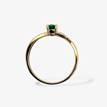 Bague Emeraude  Diamants Or Jaune 750 - 18 carats (Bijou d'occasion)