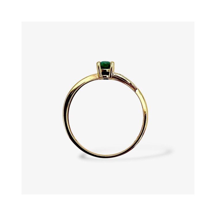 Bague Emeraude  Diamants Or Jaune 750 - 18 carats (Bijou d'occasion)