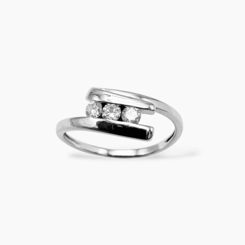 Bague Trilogie Diamants Or Blanc 750 - 18 carats (Bijou Occasion)