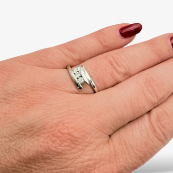 Bague Trilogie Diamants Or Blanc 750 - 18 carats (Bijou Occasion)