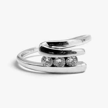 Bague Trilogie Diamants Or Blanc 750 - 18 carats (Bijou Occasion)