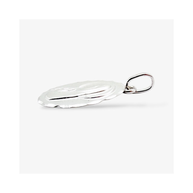 Pendentif Médaille Vierge Or Blanc 750 - 18 carats
