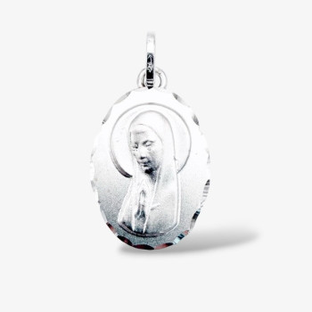 Pendentif Médaille Vierge Or Blanc 750 - 18 carats