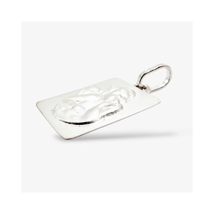 Pendentif Médaille Ange Or Blanc 750 - 18 carats