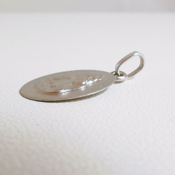 Pendentif Médaille Ange Or Blanc 750 - 18 carats