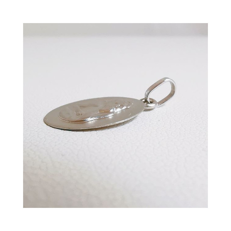 Pendentif Médaille Ange Or Blanc 750 - 18 carats