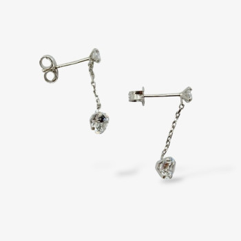 Boucles d'Oreilles Pendantes Oxydes de Zirconium Or Blanc 750 - 18 carats