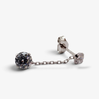 Boucles d'Oreilles Pendantes Oxydes de Zirconium Or Blanc 750 - 18 carats