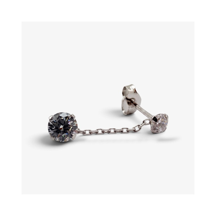 Boucles d'Oreilles Pendantes Oxydes de Zirconium Or Blanc 750 - 18 carats
