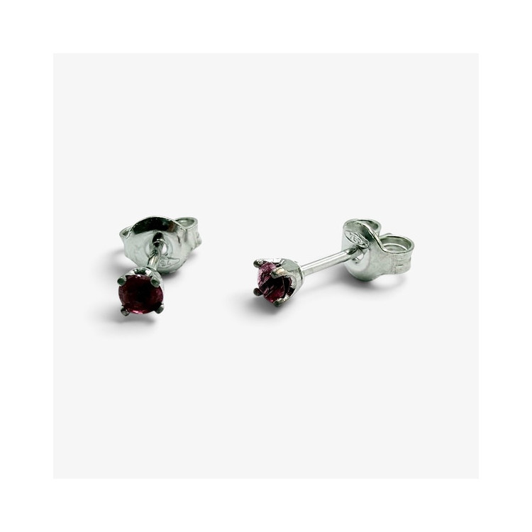 Boucles d'oreilles Puces Spinelles roses Or Blanc 750 - 18 carats