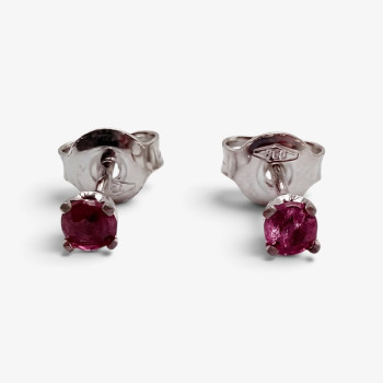 Boucles d'oreilles Puces Spinelles roses Or Blanc 750 - 18 carats