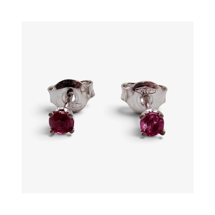 Boucles d'oreilles Puces Spinelles roses Or Blanc 750 - 18 carats