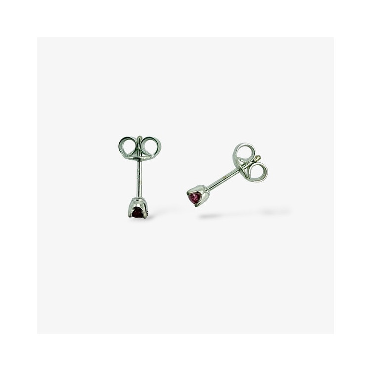 Boucles d'oreilles Puces Spinelles roses Or Blanc 750 - 18 carats