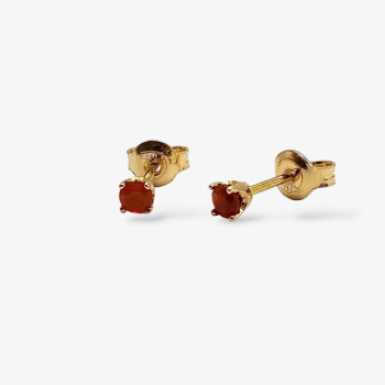 Boucles d'oreilles Puces Cornaline Or Jaune 750 - 18 carats