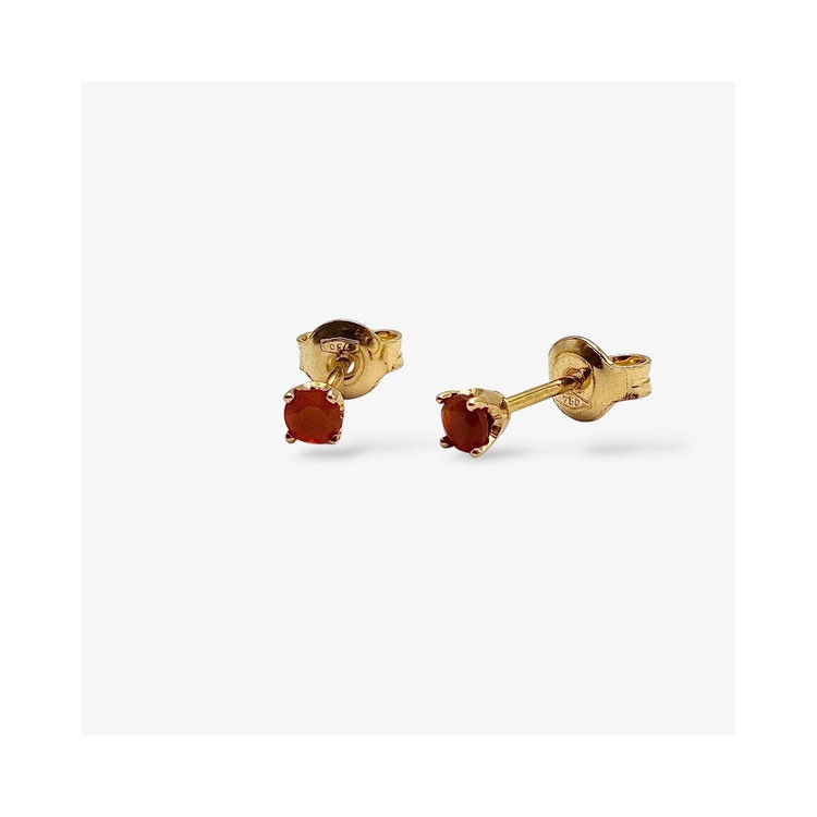 Boucles d'oreilles Puces Cornaline Or Jaune 750 - 18 carats