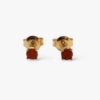 Boucles d'oreilles Puces Cornaline Or Jaune 750 - 18 carats