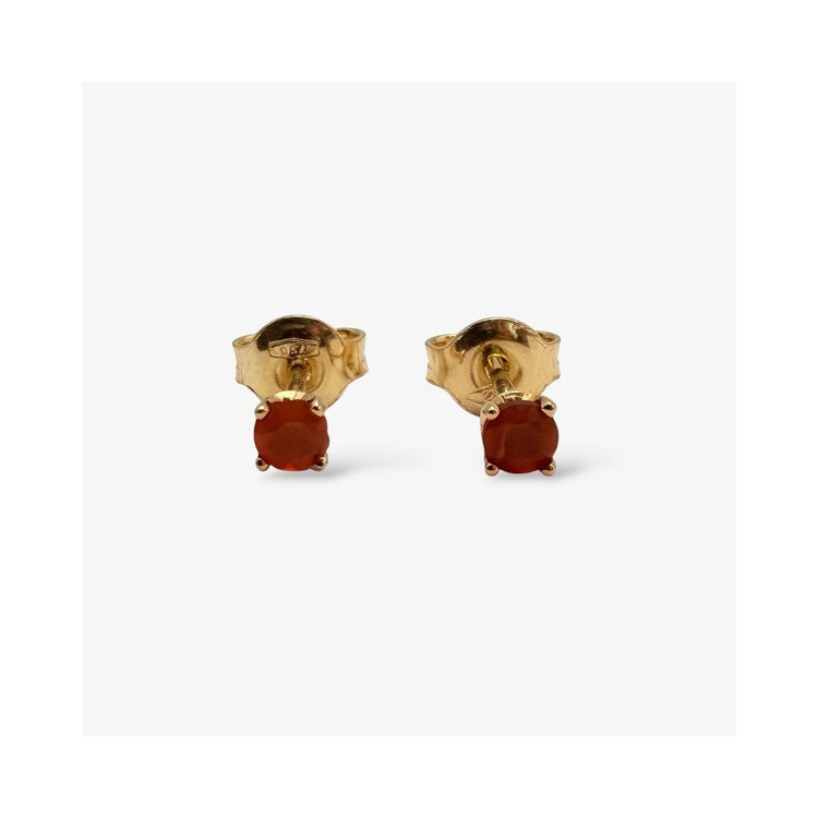 Boucles d'oreilles Puces Cornaline Or Jaune 750 - 18 carats
