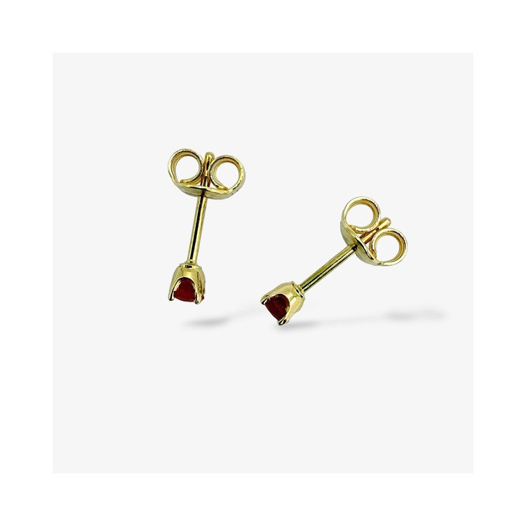 Boucles d'oreilles Puces Cornaline Or Jaune 750 - 18 carats