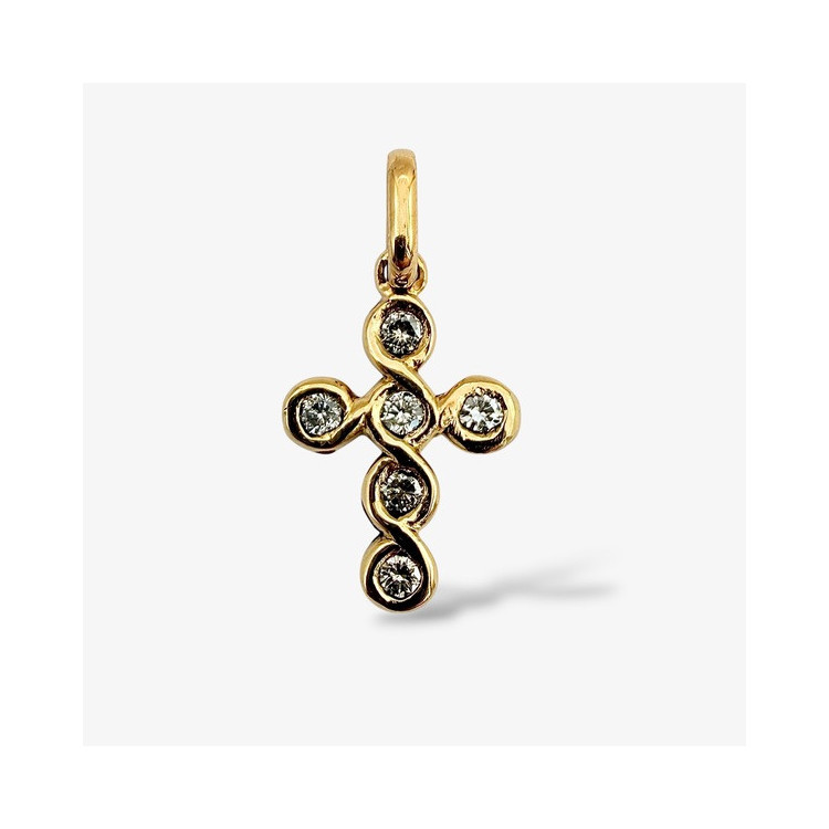 Croix Diamants Or Jaune 750 - 18 carats