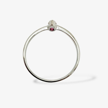Bague Solitaire "Navette Parisienne" Rubis Or Blanc 750 - 18 carats