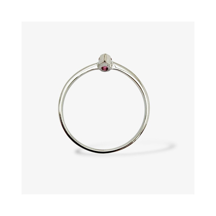 Bague Solitaire "Navette Parisienne" Rubis Or Blanc 750 - 18 carats
