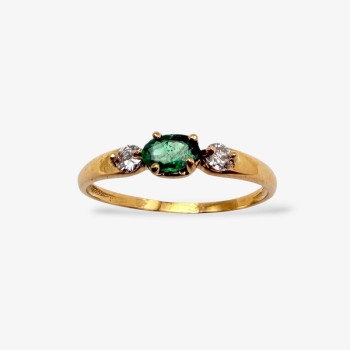 Bague "Essence Précieuse" Emeraude et Diamants Or Jaune 750 - 18 carats