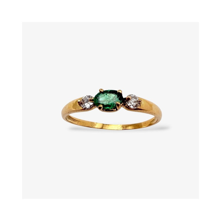 Bague "Essence Précieuse" Emeraude et Diamants Or Jaune 750 - 18 carats