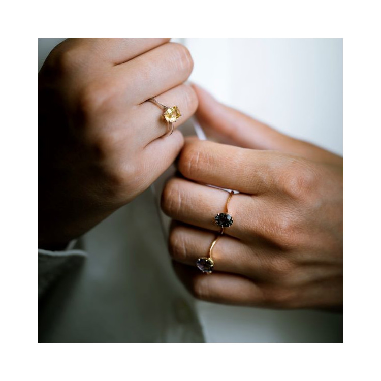 Bague "Caprice" Spinelle gris Or Rose 750 -18 carats
