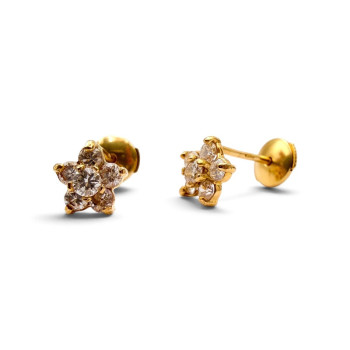 Boucles d'oreilles "Lady Flower" Diamants Or Jaune 750 - 18 carats