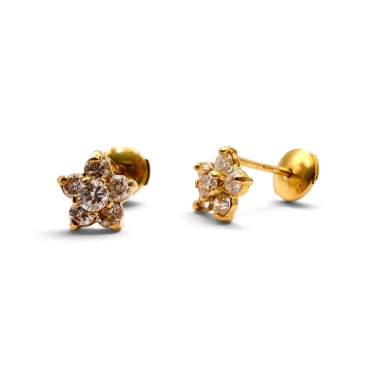 Boucles d'oreilles "Lady Flower" Diamants Or Jaune 750 - 18 carats