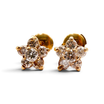 Boucles d'oreilles "Lady Flower" Diamants Or Jaune 750 - 18 carats