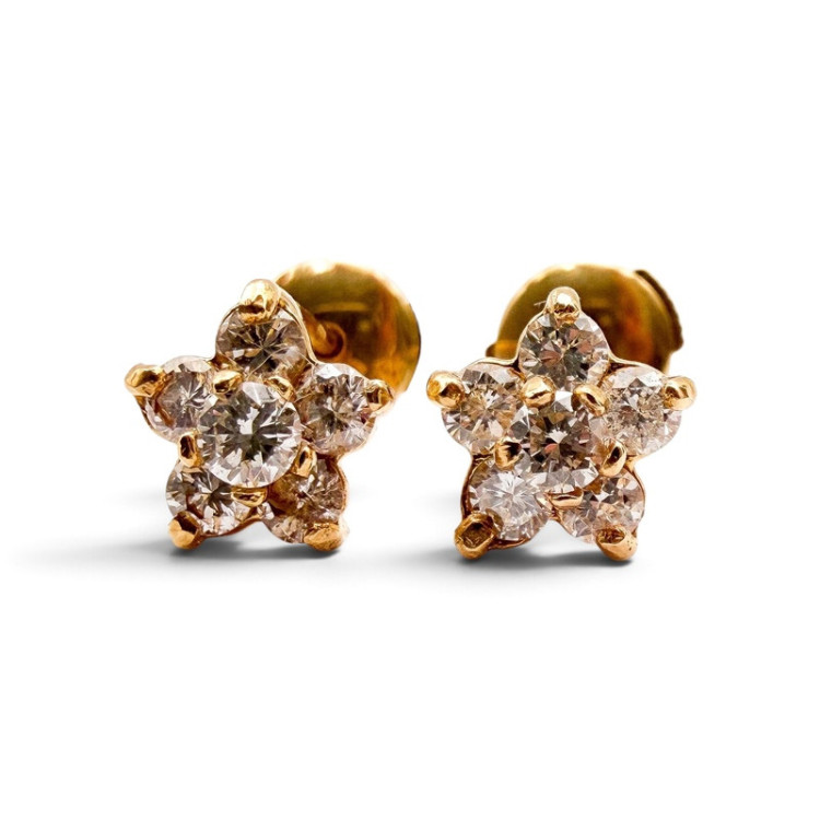 Boucles d'oreilles "Lady Flower" Diamants Or Jaune 750 - 18 carats