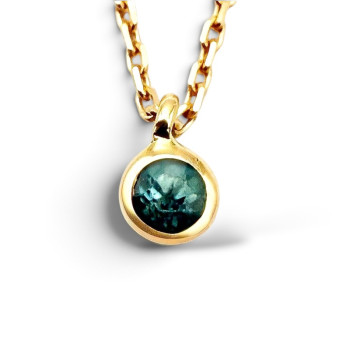 Collier "ÉMOTION" Saphir Bleu Vert Or Jaune 750 - 18 carats