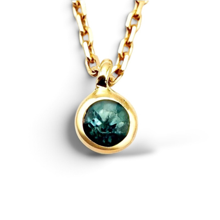 Collier "ÉMOTION" Saphir Bleu Vert Or Jaune 750 - 18 carats