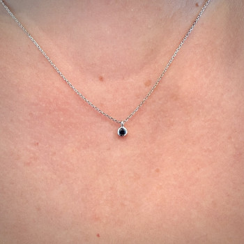Collier "ÉMOTION" Saphir Bleu Vert Or Blanc 750 - 18 carats