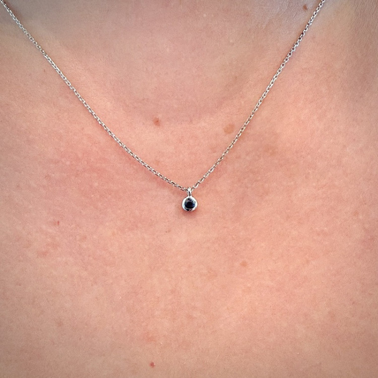 Collier "ÉMOTION" Saphir Bleu Vert Or Blanc 750 - 18 carats