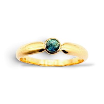 Bague "ÉMOTION" Saphir Bleu Vert Or Jaune 750 - 18 carats