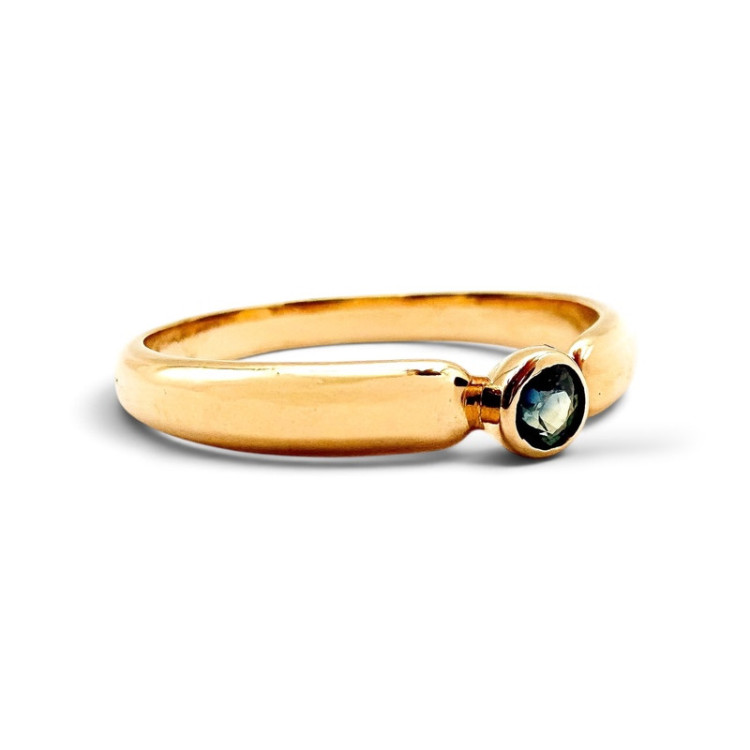 Bague "ÉMOTION" Saphir Bleu Vert Or Jaune 750 - 18 carats